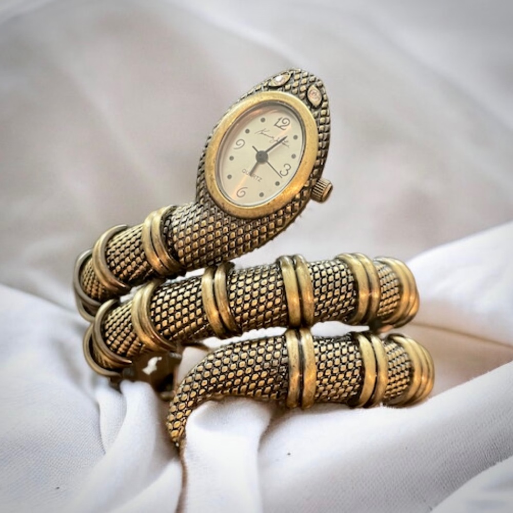 Kenneth Jay Lane Python Snake Coil wrap watch